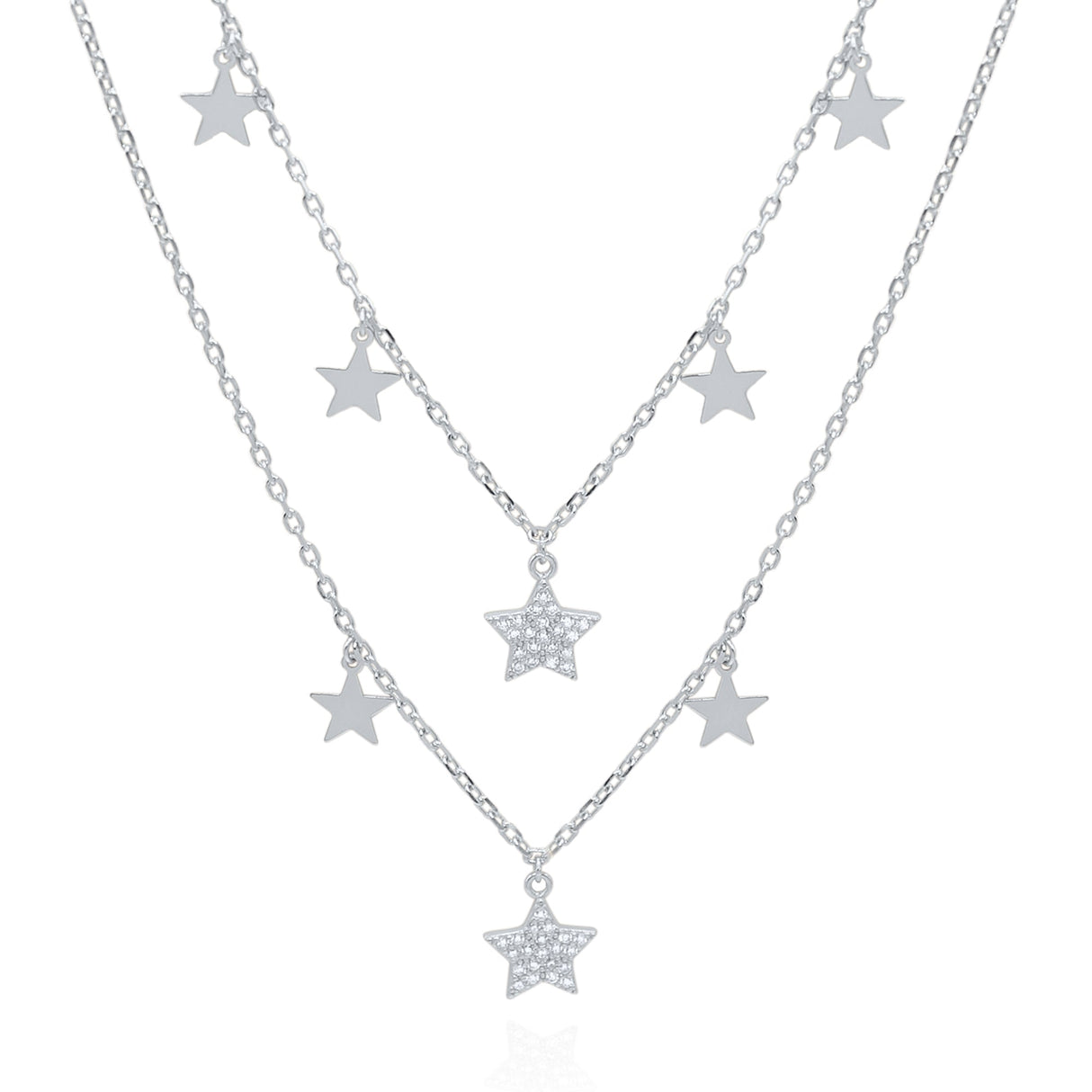 Blake Double Row Star Necklace | 925 Sterling Silver
