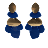 Danielle Lapis Resin and Worn Gold Pierced Earrings