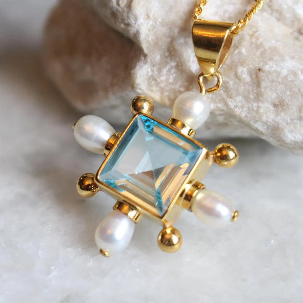 Blue Topaz Cross Necklace