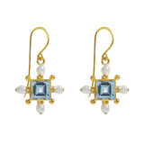 Blue Topaz Cross Earrings
