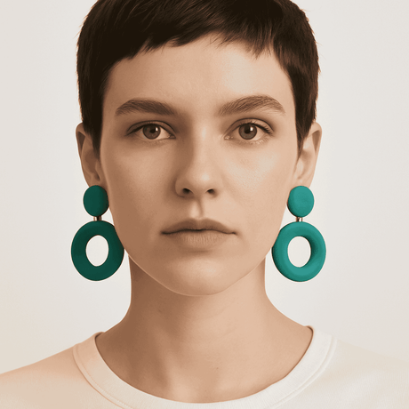 Lucia Turquoise Resin And Matte Rubber Clip Drop Earrings