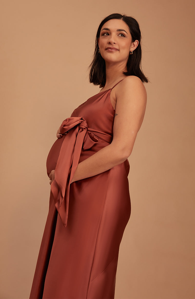Brooklyn Dress in Terracotta Satin