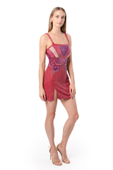 Butterfly Hand-Beaded Embellished Mini Dress
