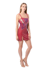 Butterfly Hand-Beaded Embellished Mini Dress