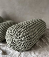 Chunky Knitted Bolster Footrest | LIGHT OLIVE