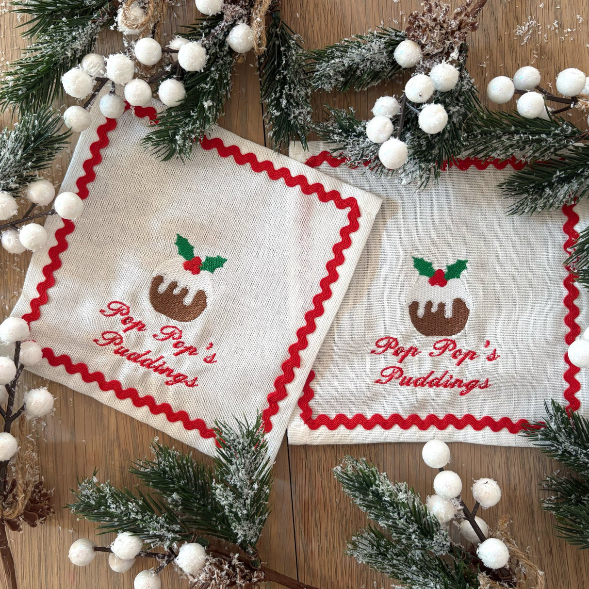 Christmas Puddings Cocktail Napkins | Set of 4