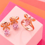 Amelia Bow Earrings Coral, Blush Pink & Rose Gold