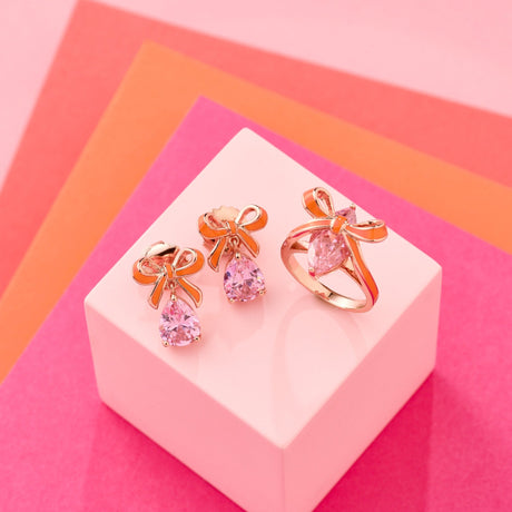 Amelia Bow Ring Coral, Blush Pink & Rose Gold