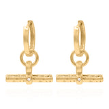 Cassia T-Bar Huggie Earrings | 18k Gold Plated