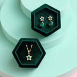 Celeste Mini Star Pendant Necklace Emerald Green & Gold