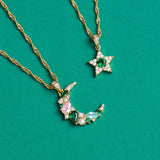 Celeste Mini Star Pendant Necklace Emerald Green & Gold
