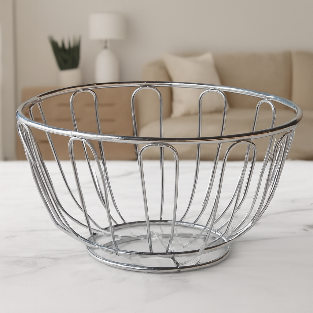 Avalon Chrome Round Fruit Basket