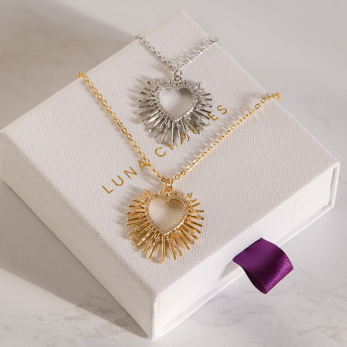 Cher Starburst Heart Pendant Necklace | 925 Silver Plated