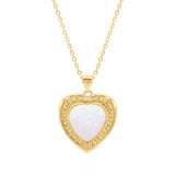 Cora Opal Heart Necklace | 18k Gold Plated