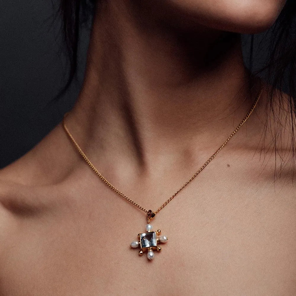 Blue Topaz Cross Necklace