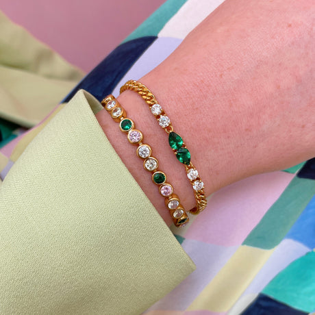 Sofia Teardrop Bracelet Emerald Green & Gold