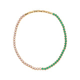 Dotty Tennis Necklace, Blush Pink, Emerald Green & Gold