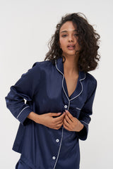Navy Satin Pyjamas