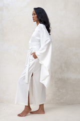 Satin Kimono Robe in Ivory White