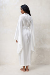 Satin Kimono Robe in Ivory White