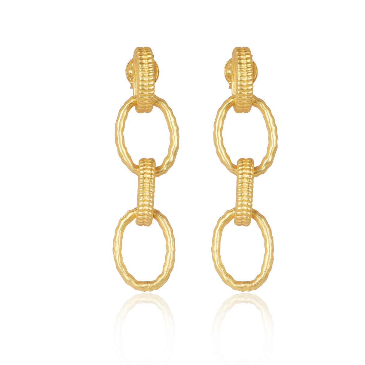 Oval Hammered Link Earring