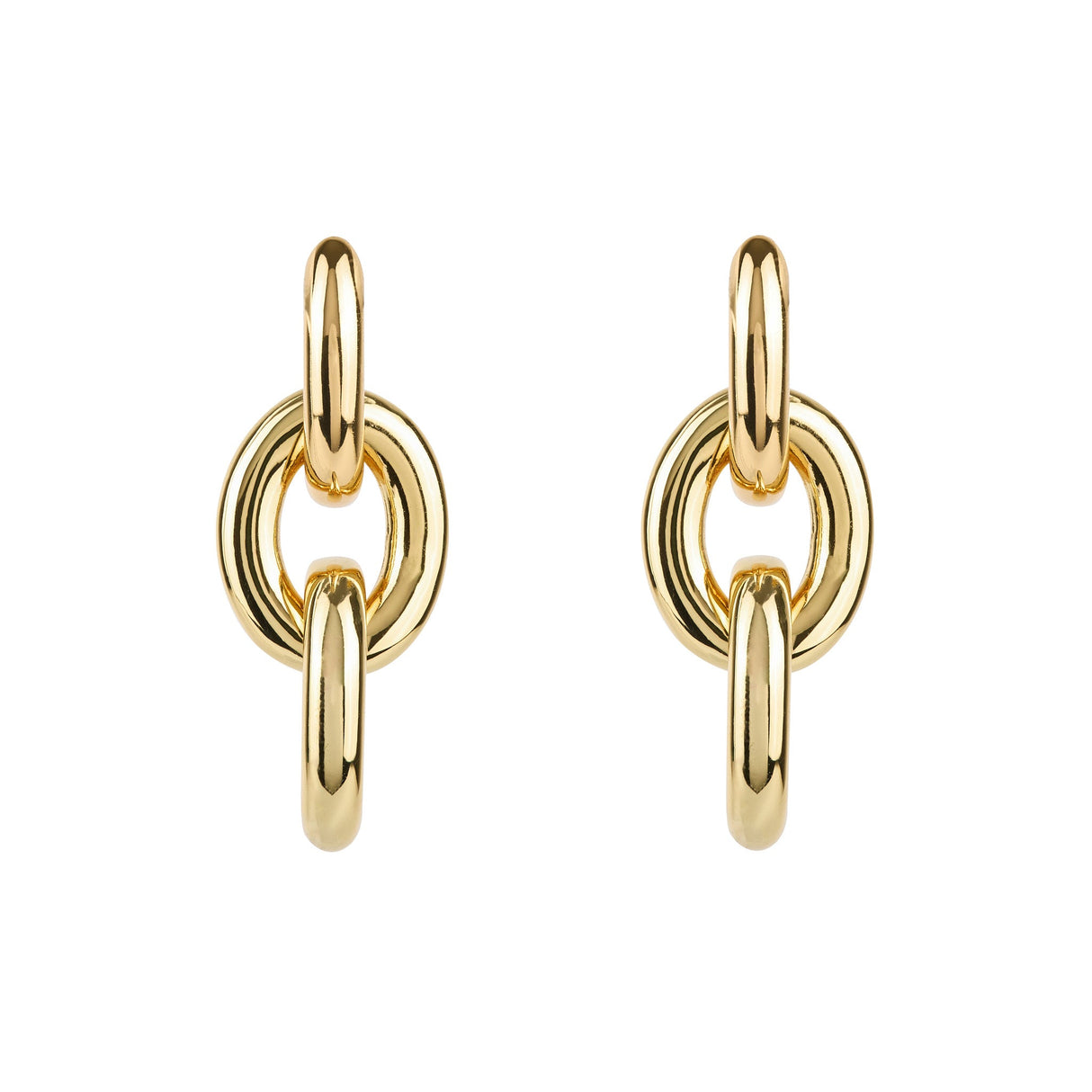 Triple Gold Hoop Drop Earrings