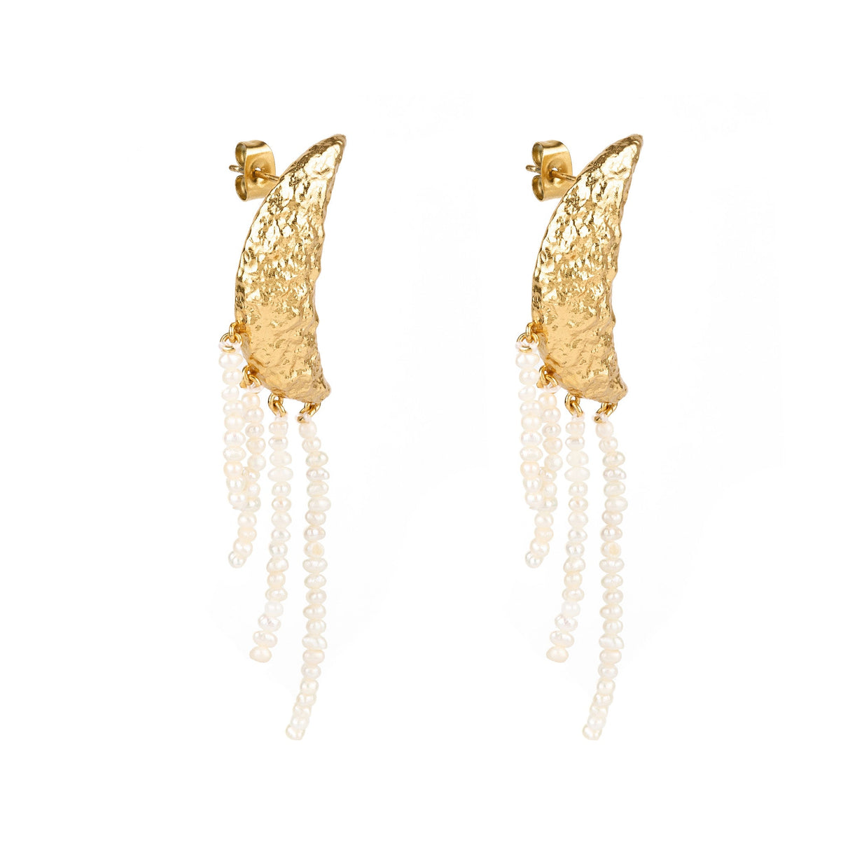 Moon and Pearls Statement Earrings