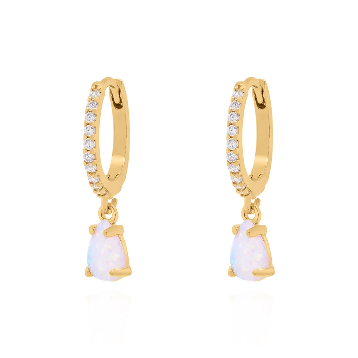 Eva Opal Charm Drop Huggies | 18k Gold Plated