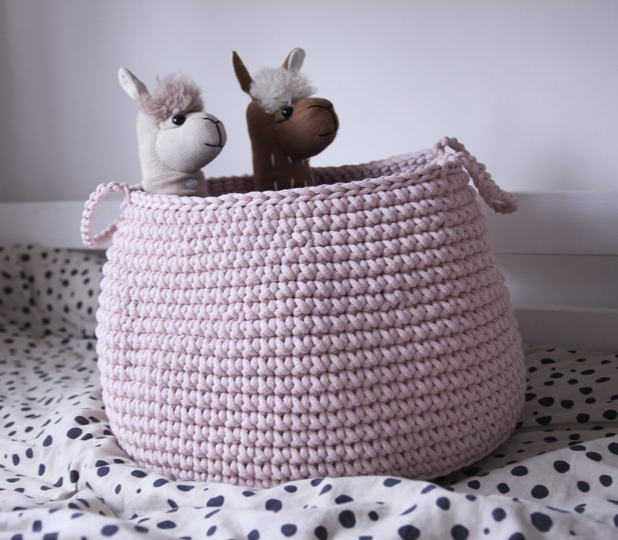 Crochet Basket, Size L | PALE PINK