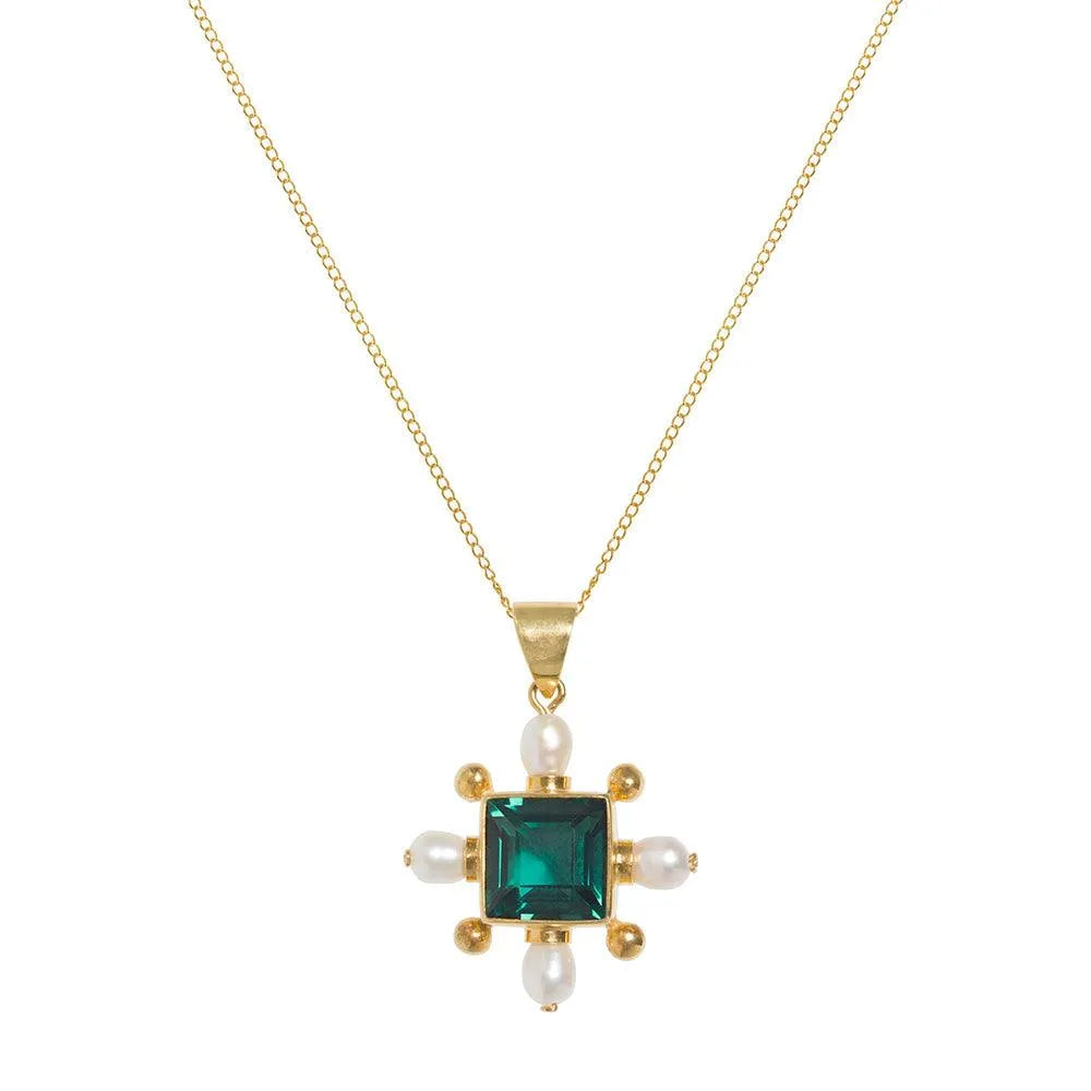 Green Quartz Cross Necklace