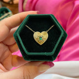 Luna Heart Necklace Emerald Green & Gold