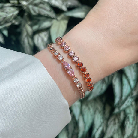 Dotty Tennis Bracelet, Pink, Orange & Rose Gold