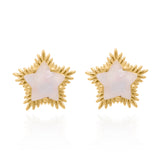 Felicity Moonstone Spiky Star Stud Earrings | 18k Gold Plated