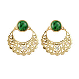 Cradle Moon With Malachite & Crystal Stud Earrings