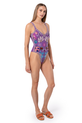 Flower Hand-Beaded Embellished One-Piece Swimsuit