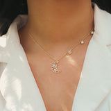 Flora Flower Moon Pendant Necklace | 18k Gold Plated