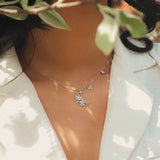 Flora Flower Moon Pendant Necklace | 925 Sterling Silver