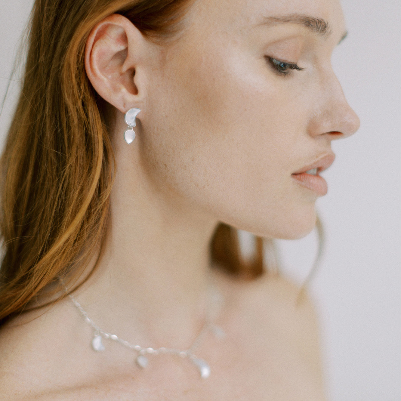 Petite Moon Necklace, Silver