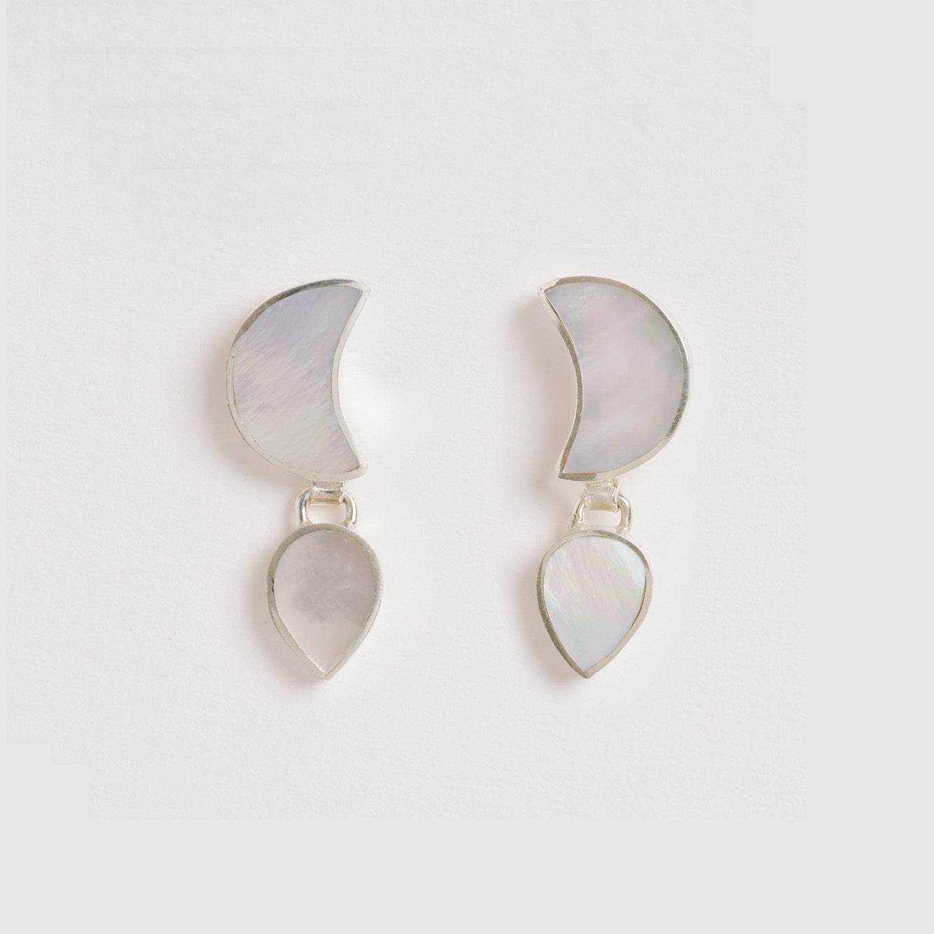 Petite Moon Earrings, Silver
