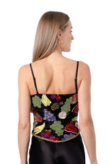 Fruit Hand-Beaded Embellished Corset Top