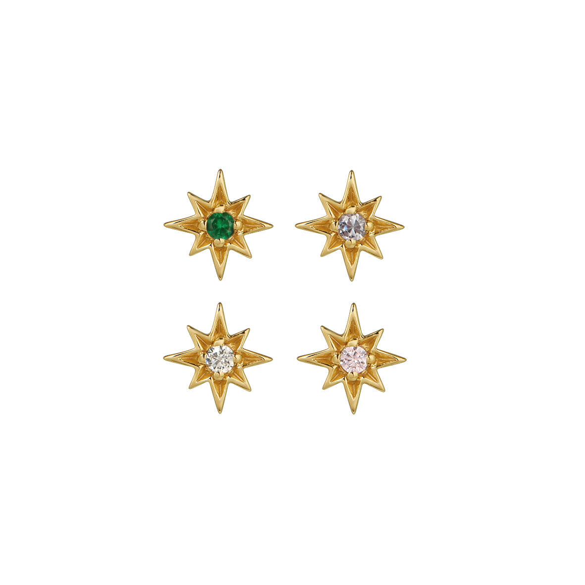 Ziggy Micro North Star Stud Earring Set Gold