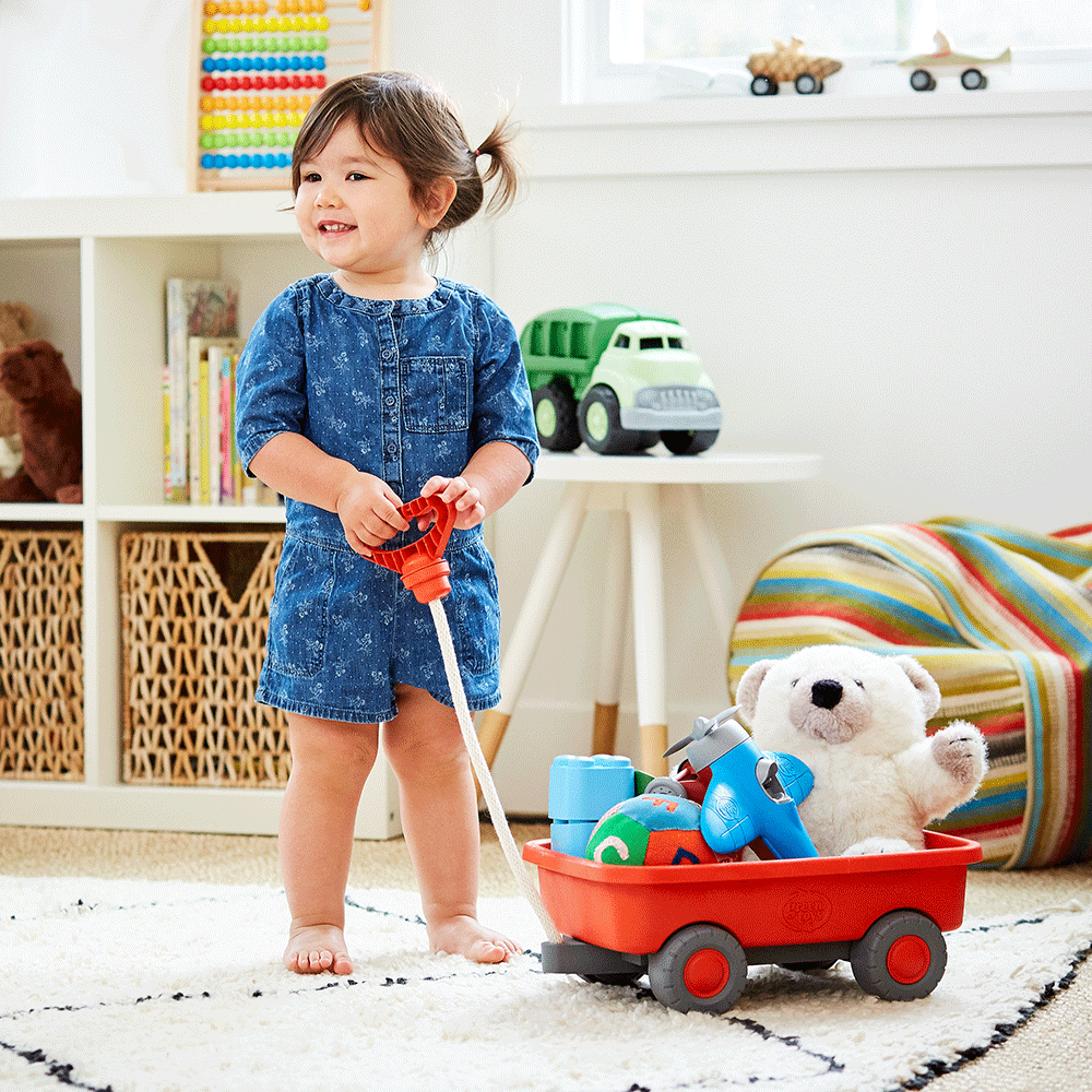 Orange Pull Along Wagon