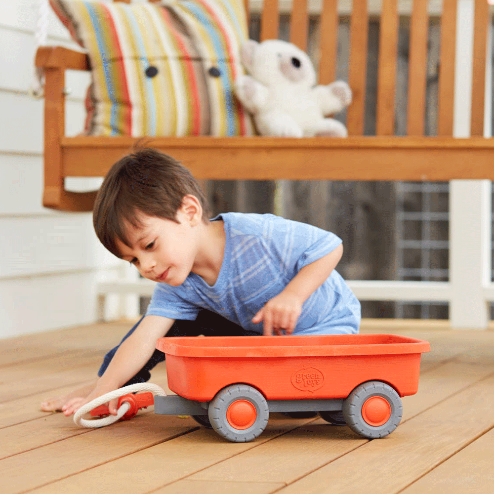 Orange Pull Along Wagon