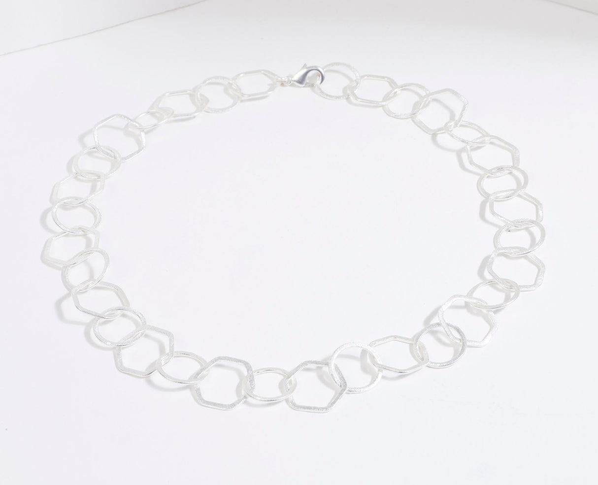 Hexagonal Loop Chain Silver 22"(56cm)