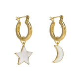 Gold Mini Hoops With Star and Moon
