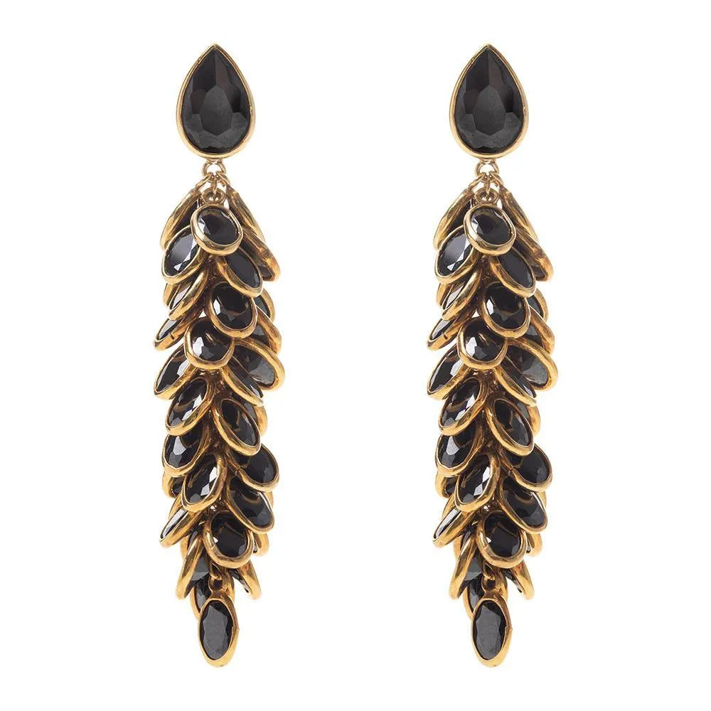 Gold and Black Crystal Long Drops