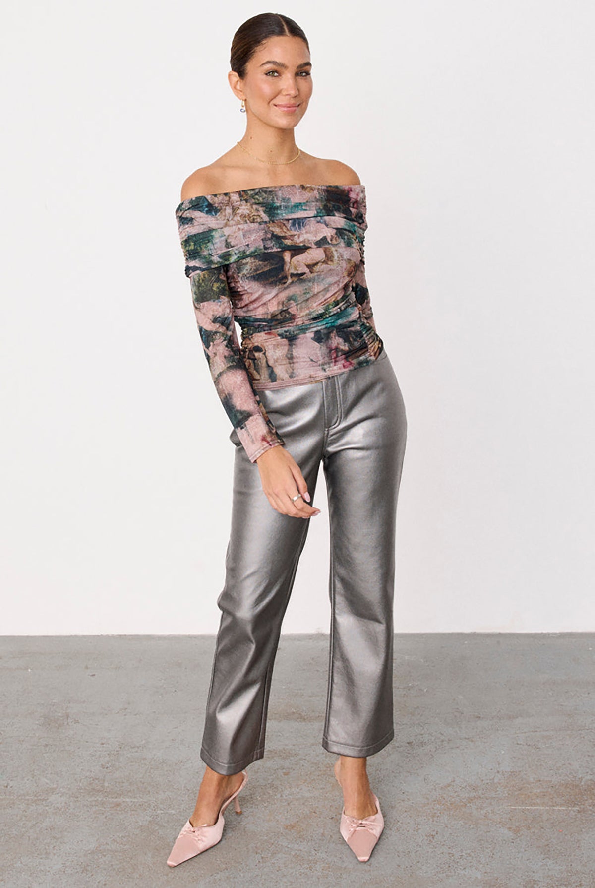 Gunmetal Vegan Leather Trousers