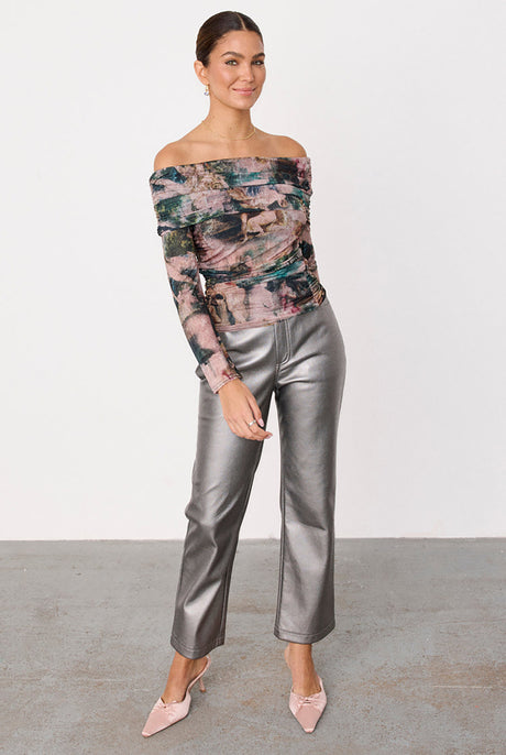 Gunmetal Vegan Leather Trousers