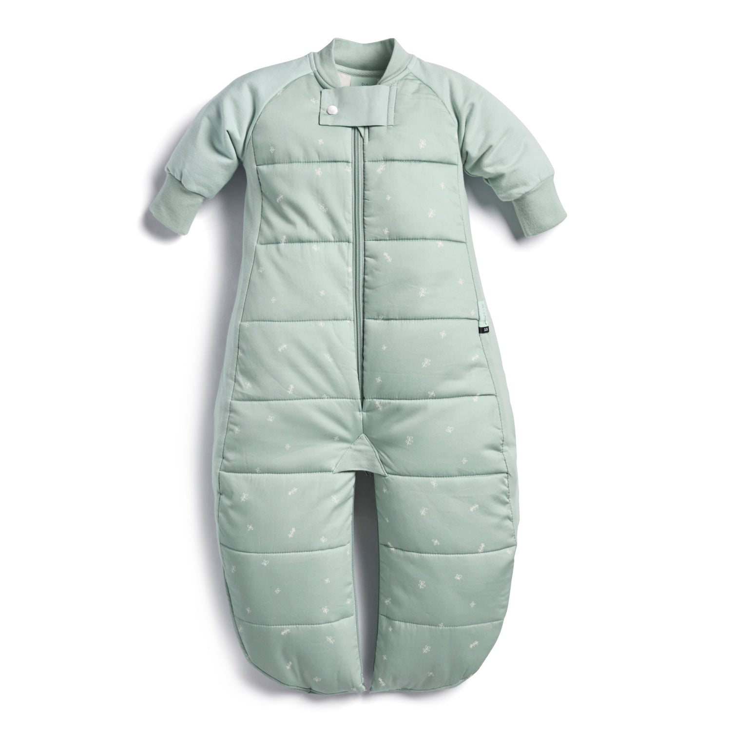 ErgoPouch - Organic Winter Long Sleeved 2 in 1 Sleeping Suit Bag - Sage - 2.5 TOG