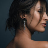 Hakuro Grey Mother of Pearl and Pearl Long Drops